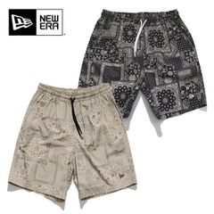 ニューエラ【ＮＥＷ ＥＲＡ】ウーブン ショートパンツ Floral Paisley ストーン ブラック フローラル ペイズリー ロゴ ユニセックス