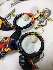 ハンドメイド シック イヤリング ブラック パール フープ