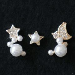ネイルパーツ 月 星 きらきら かわいい パール ゴールド ジェルネイル パーツ