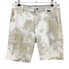 【超美品】アディダス ハーフパンツ ライトベージュ×ライトパープル 総柄 凸凹織生地  メンズ 82 ゴルフウェア adidas