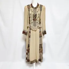 #anc ノンノンドール nonnondorl セットアップ ベージュ 茶系 花モチーフ レース シワ加工 花柄 スカートスーツ 薄手 レディース [951934]