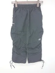 ◇ FILA フィラ ウエストゴム シンプル 無地 カプリパンツ サイズM ブラック レディース P  【1308090002430】