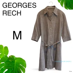 GEORGES RECH ジョルジュレッシュ シャツ ワンピース 麻混 M グレー　送料無料　古着　レディースのサムネイル