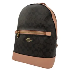 未使用級<!-利用不可文字-!>COACH コーチ ケンリー チャーム ロゴ型押し リュック バッグパック シグネチャー ブラック ブラウン バイカラー コールド金具 通勤通学 大容量 メンズ レディース ユニセックス A4 レザー PVC お出かけ おしゃれ