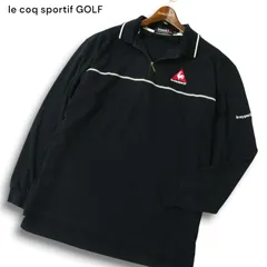 le coq sportif GOLF ルコック スポルティフ ゴルフ ロゴ★ 長袖 ハーフジップ ポロシャツ Sz.LL メンズ 黒 大きいサイズ