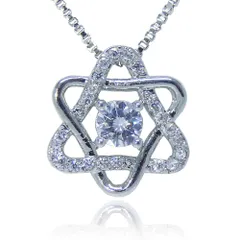 六芒星 21連CZダイヤモンド キュービックジルコニア シルバー925 ネックレス プラチナ仕上 レディースアクセサリー 宝石 ジュエリー ペンダント プレゼント