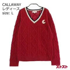 CALLAWAY キャロウェイ Vネック長袖ニットセーター ケーブル編み レッド系 L [240101144124]
