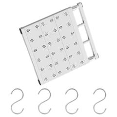 突っ張り棚 強力 伸縮式 ホワイト 収納ラック メッシュ/フラット + S字フック4個 (幅35 長38-60cm 耐荷重15kg)