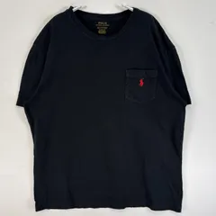 古着 ポロ・ラルフローレン POLO RALPH LAUREN 半袖Tシャツ ロゴ 刺繍 クルーネック M  ブラック 無地 メンズ