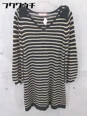 ◇ BEAMS HEART ビームスハート ボーダー 長袖 ミニ ニット ワンピース サイズF ブラック ベージュ系 レディース 【中古】 【1103170009022】