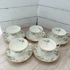 ナルミ カップ＆ソーサー 5客 まとめセット！NARUMI ティーカップ コーヒーカップ 昭和レトロ