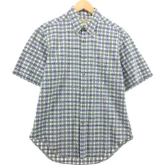 古着 80~90年代 エルエルビーン L.L.Bean シアサッカー 半袖 ボタンダウン チェックシャツ USA製 メンズM相当 ヴィンテージ/eaa565885