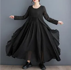 新品 2026新作 モード系　大きいサイズ ワンピース　個性　レディース 秋冬　フリル　春 新品 長袖　ロング