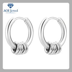 【送料無料！】ピアス レディース メンズ ステンレス 5連 リング フープ シンプル キャッチレス 両耳セット (直径：12mm) シルバー [PL006]