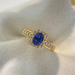 サファイヤリング　サファイヤ0.48ct/ダイヤモンド0.3ct　＃7