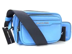 ■新品■未使用■ MICHAEL KORS マイケルコース レザー ショルダーバッグ 肩掛け 斜め掛けかばん ライトブルー系×ブラック系 BJ9394