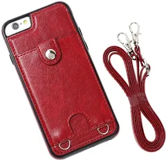 MocliL iPhone 6s / スマホショルダー ストラップ ケース 斜めがけ 首掛け 肩掛け カード収納 レディース メンズ iP6s/6 ML0028( レッド,  iPhone 6s / 6)のサムネイル