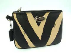 ■美品■ COACH コーチ レザー ポーチ マルチケース リストレット レディース ブラック系×ベージュ系 DH7338のサムネイル