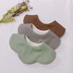 【3枚セット】花びらスタイ　もくもくスタイ　ダークブラウン・グレージュ・グリーン