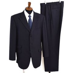 5XF149】ado clothing 2つボタン シングルスーツ XXL A9 ダークネイビ ストライプ 極 定番 人気 夏物 春夏 【中古】【メンズビジネス】202506
