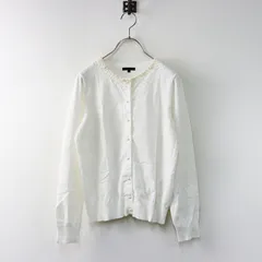 大きいサイズ トゥービーシック TO BE CHIC コットン パールビジュー ニット カーディガン 42｜オフホワイト 長袖【2400014588637】