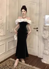 イブニングドレス ロング オフショルダー セクシー エレガント ナイト 結婚式 二次会 同窓会 披露宴 パーティー 成人式 お呼ばれ 上品 裏地あり サイズ S M L XL