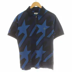 ヴィヴィアンウエストウッドマン Vivienne Westwood MAN ポロシャツ 半袖 ハーフジップ オーブ 刺繍 星 L 青 ブルー /☆Gのサムネイル