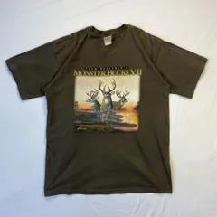 n1511 海外古着 シカ アニマル アースカラー　オリーブ　プリントTシャツ