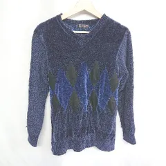◇ MICHEL KLEIN homme ミッシェルクランオム ダイヤ柄 長袖 ニット サイズ46 ネイビー系 メンズ E  【1408060065738】のサムネイル