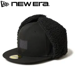 新品 NEWERA ニューエラ 正規品 ドッグイヤー キャップ 59FIFTY CAP 帽子 ボア 耳当て イヤーフラップ フラットバイザー 秋 冬 防寒 メンズ レディース ユニセックス 黒 ブラック 14668179
