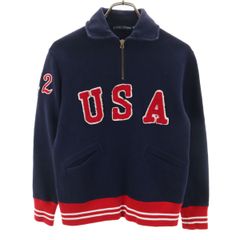 RALPH LAUREN ラルフローレン 長袖 ハーフジップ スウェット M ネイビー レディース 古着