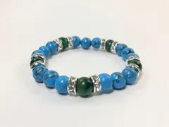 パワーストーン ブレスレット ターコイズ&グリーンタイガーアイ （シルバー）レディース 女性  数珠ブレス 開運 プレゼント ギフト  [4] #1
