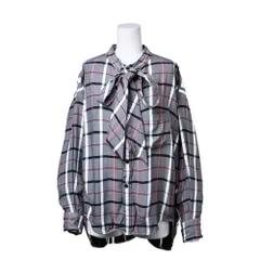 BALENCIAGA バックロゴプリント ボウタイ チェック シャツ