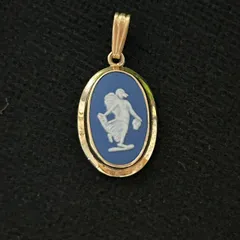 Wedgwood ウェッジウッド ジャスパーウェア ペンダントトップ 1021007 Wedgwood Jasperware Oval Pendant Goddess Light Blue Gold Frame Made in England