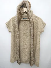 ◇ ZARA ザラ フェイクファー 半袖 ニット カーディガン サイズEUR M USA M MEX 28 ブラウン系 レディース P  【1406180037833】