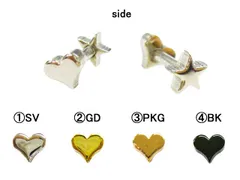 １４Ｇ軟骨miniハート＆スター ボディピアス 耳ピアス 軟骨ピアス 片耳ピアス