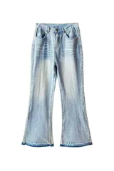 FOURTH3EX｜Washed Cat Whisker Denim Patchwork Sweatpants