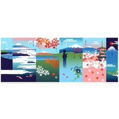 絵手ぬぐい 手ぬぐい本【富士山物語】濱文様 外国土産 富士山四季折々 紅葉 もみじ 五重塔 新品未使用品