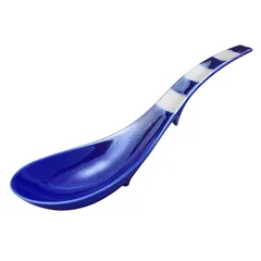 有田焼 錦右ェ門陶苑 「 究極の レンゲ 」 ラーメン用 ブルーストライプ 直径約16cm れんげスプーン 蓮華 陶器 食洗機対応 日本製 R2290 0