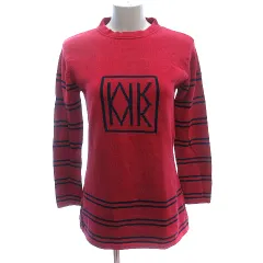 エムケー ミッシェルクラン MK MICHEL KLEIN チュニック ニット クルーネック ボーダー ロゴ 長袖 38 赤 レッド /AUのサムネイル
