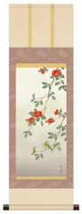 10年保証 掛け軸 ミニ掛け軸  和風 花鳥画  冬掛け 椿 森山観月 モダン 掛軸 床の間 和室 おしゃれ 壁掛け 絵