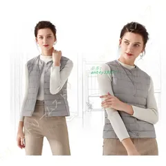 ラウンドネック 軽量ダウンベスト レディースファッション トップス アウター ダウン 暖かい ベスト 防寒 ライトダウン 秋冬春 軽量 インナーダウン ant4y385377