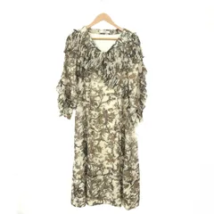 未使用品 snidel スナイデル ロング 長袖 総柄 プリーツフリル ワンピース サイズ:0  ベージュ  レディース 　240001142428