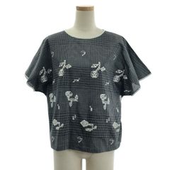 【美品】  mina perhonen / ミナペルホネン | 2021SS | crystal flower / クリスタルフラワー エンブロイダリー ブラウス | 36 | チャコールブラック系 | レディース