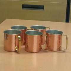 70-80s ヴィンテージ 未使用 コッパー マグカップ 5客 銅製 槌目 70-80s ヴィンテージ 未使用 コッパー マグカップ 5客 銅製 槌目