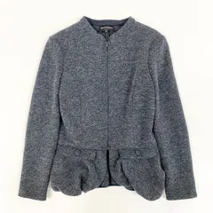 5i12 EMPORIO ARMANI エンポリオアルマーニ ジップアップ ウールジャケット フリルブルゾン 40 グレー レディースu02tのサムネイル