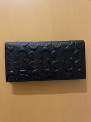 新品 未使用 COACH コーチ メンズ 長財布 シグネチャー エンボス ブラック 黒色 ケアカード 袋