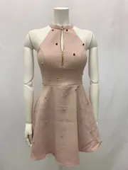 1151  ROBE de  FLEURS ローブドフルール　キャバクラ　ドレス　フロントジップ　ハートスタッズ　フレア　ミニ　キャバドレス　S