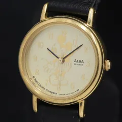 稼動 QZ 良品 セイコー アルバ ミッキーマウス V515-6420 ゴールド文字盤 レディース腕時計 KRK