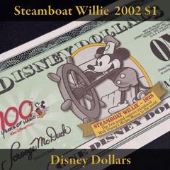 ディズニーダラー 2002年 1ドル 蒸気船ウィリー／100 Years of Magic シリーズA